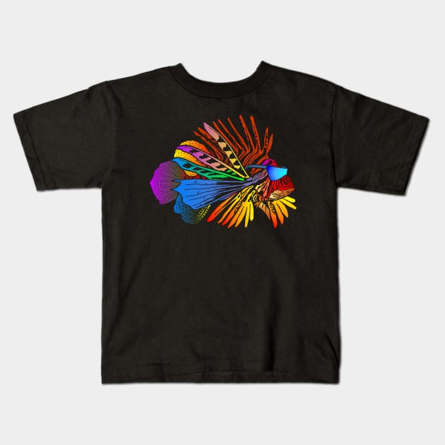 Color Burst Zebrafish Tropical Scuba Fish Stencil Kids T-Shirt by Bartlett Art Works